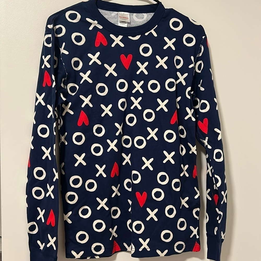 Hanna Andersson 100% Cotton XOXO Valentine’s Day Blue Long Sleeve PJ Shirt SzM